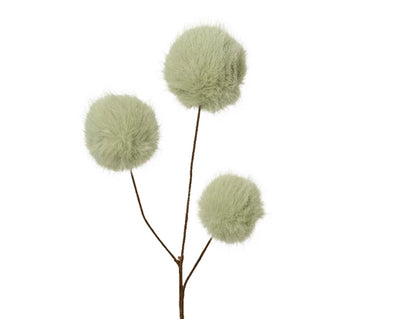 Christmas Floristry Stem - White/Pink/Sage Green Faux Fur Pom Pom