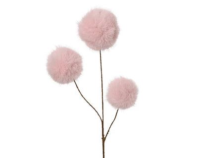 Christmas Floristry Stem - White/Pink/Sage Green Faux Fur Pom Pom