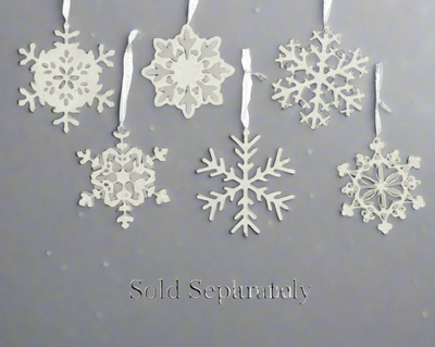 Winter White Glitter Snowflake Decoration - 6 Assorted