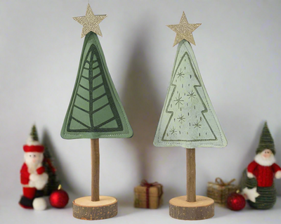 Felt Christmas Tree on Plywood Base - 2 assorted