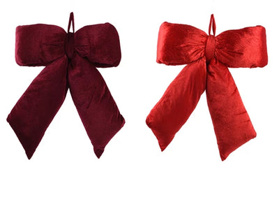 Christmas Bow - Red/Burgandy Plush Velvet