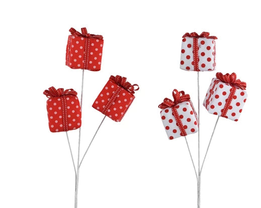 Christmas Floristry Stem - Red/White Gift Box Spray