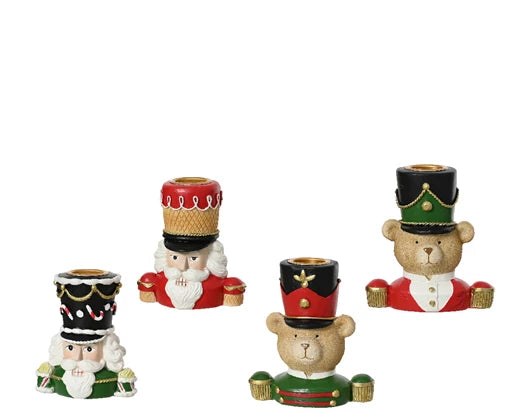 Christmas Candle Holder - Nutcracker/Bear