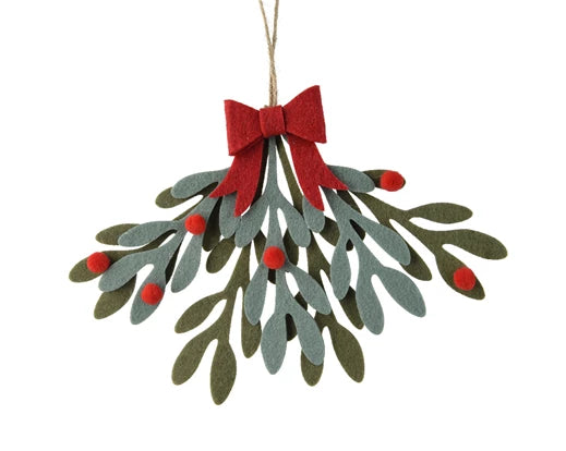 Christmas Tree Hanging Decoration - Green Felt Mistletoe