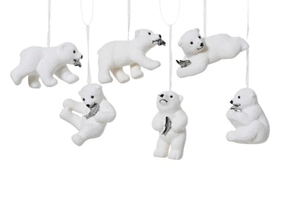 Christmas Tree Hanging Decoration - White Polar Bears & Fish