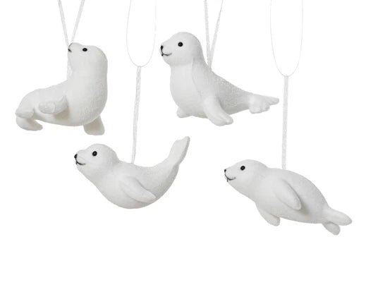 Christmas Tree Hanging Decoration - White Flocked Seals