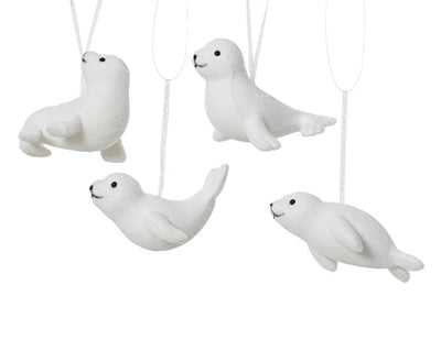 Christmas Tree Hanging Decoration - White Flocked Seals