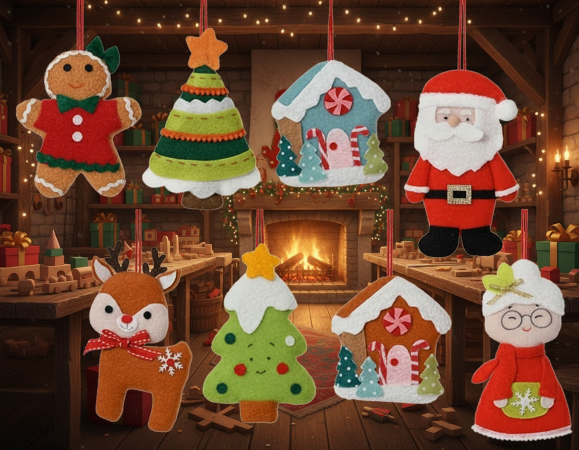 Christmas Tree Hanging Decoration - Festive Fabric Characters