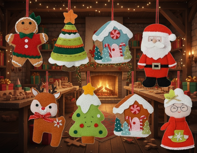 Christmas Tree Hanging Decoration - Festive Fabric Characters
