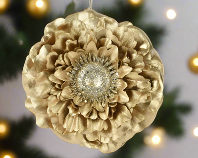 Christmas Floristry Pick - Red/Burgundy/Gold Zinna Glitter