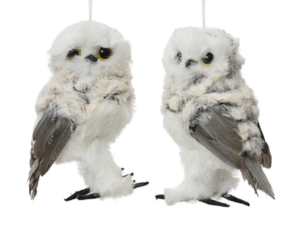 Faux Fur Owl with Feathers Hanging Decoration