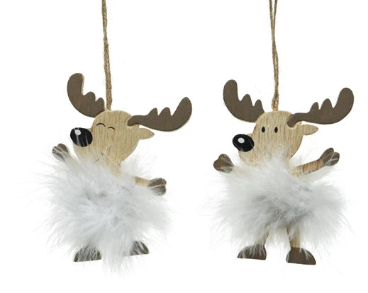 Reindeer with Feather Skirt Decoration