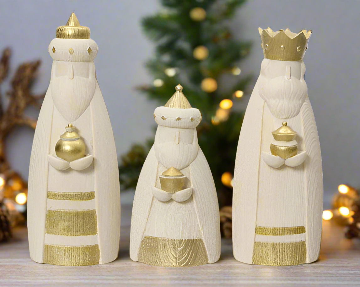 Nativity Set - Cream & Gold Three Wise Men