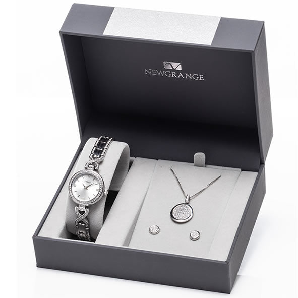 Newgrange Watch, Pendant & Earrings Set - Silver Plated