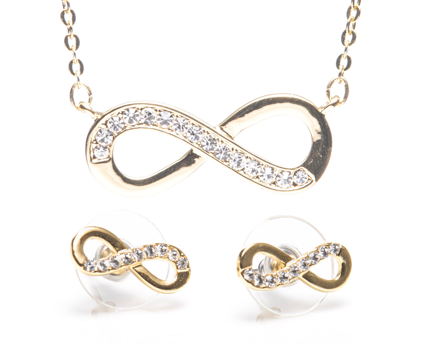 Newgrange Pendant & Earrings Set - Infinity Diamanté