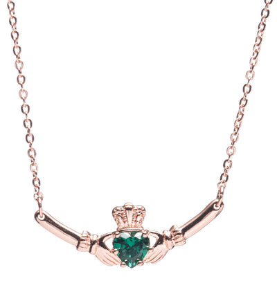 Newgrange Pendant - Claddagh Pendant with Green Stone Collection