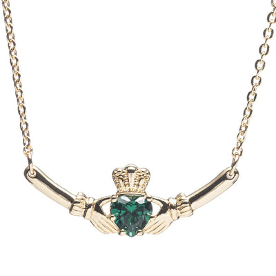 Newgrange Pendant - Claddagh Pendant with Green Stone Collection