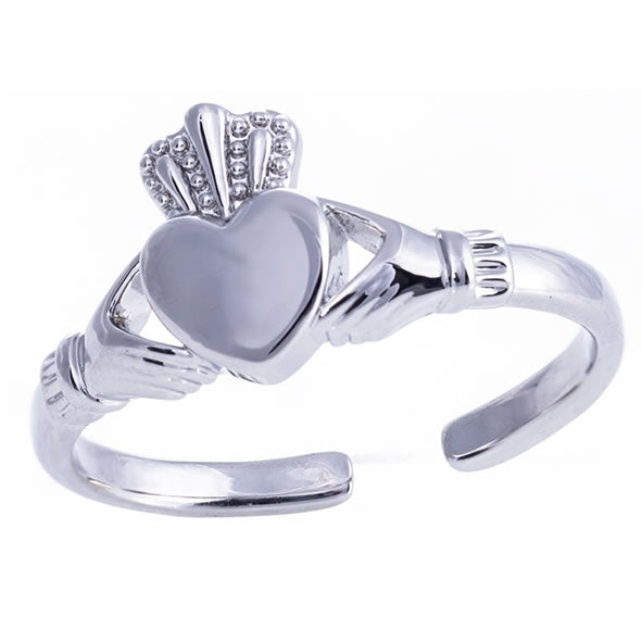 Newgrange Ring - Claddagh Silver/Silver with Green Stone