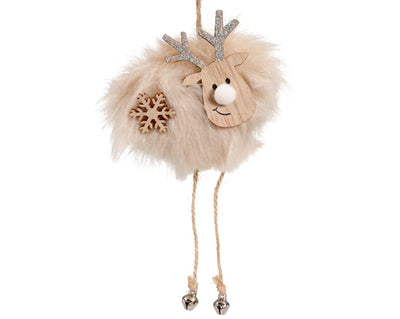 Reindeer with Faux Fur & Pom Pom Nose Decoration