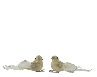 Christmas Tree Hanging Decoration - Bird Gold/Pink/White Glitter