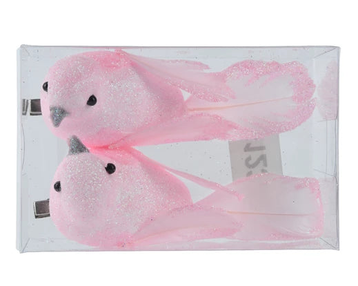 Christmas Tree Hanging Decoration - Bird Gold/Pink/White Glitter