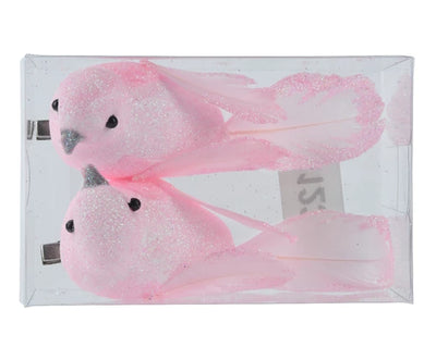 Christmas Tree Hanging Decoration - Bird Gold/Pink/White Glitter