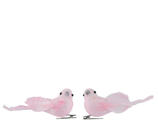 Christmas Tree Hanging Decoration - Bird Gold/Pink/White Glitter