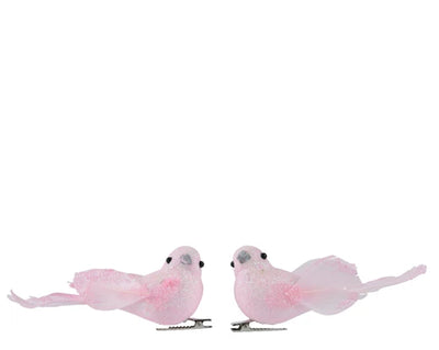 Christmas Tree Hanging Decoration - Bird Gold/Pink/White Glitter