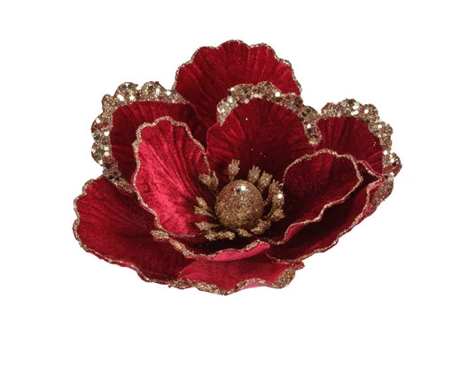 Burgandy & Gold Magnolia Clip Flower