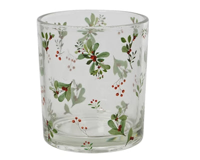 Christmas Glass Tealight Holder – Holly Leaf