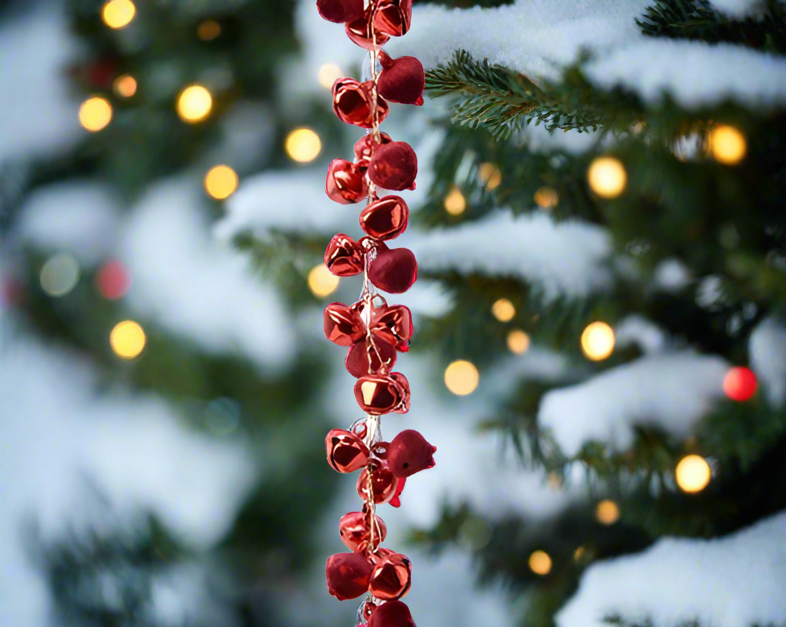 Christmas Garland - Red Iron Flock Bell