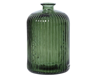 Recycled Ribbed Shiny Glass Vase **CLICK & COLLECT ONLY**