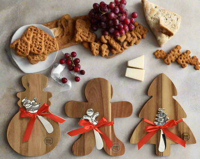 Christmas Cheese Board & Knife Set -  Snowman/Christmas Tree/Gingerbread Man