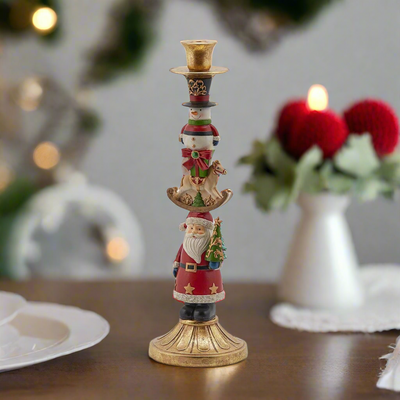 Santa & Snowman Candle Holder