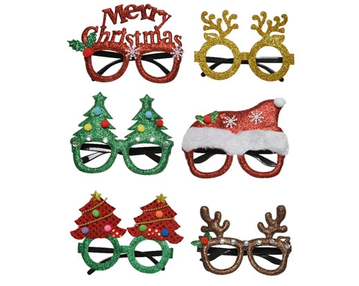 Festive Christmas Party Eye Glasses - 6 assorted