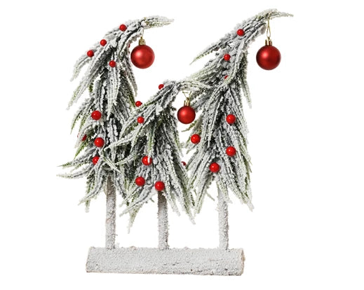 Christmas Ornament - Snowy Red Baubles Tablepiece Collection