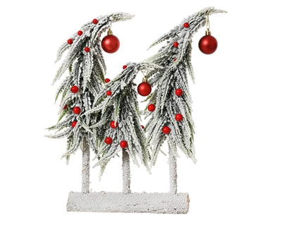 Christmas Ornament - Snowy Red Baubles Tablepiece Collection
