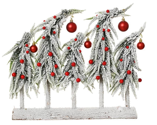 Christmas Ornament - Snowy Red Baubles Tablepiece Collection