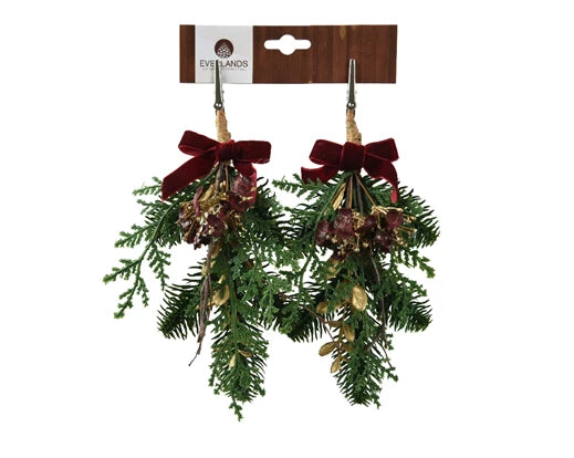Christmas Floristry Pick - Burgandy Velvet Bow