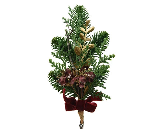 Christmas Floristry Pick - Burgandy Velvet Bow