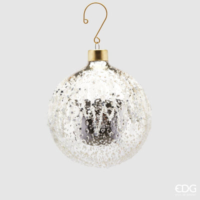 Glass Christmas Tree Hanging Decoration - Silver Frosted **Click  & Collect Only**