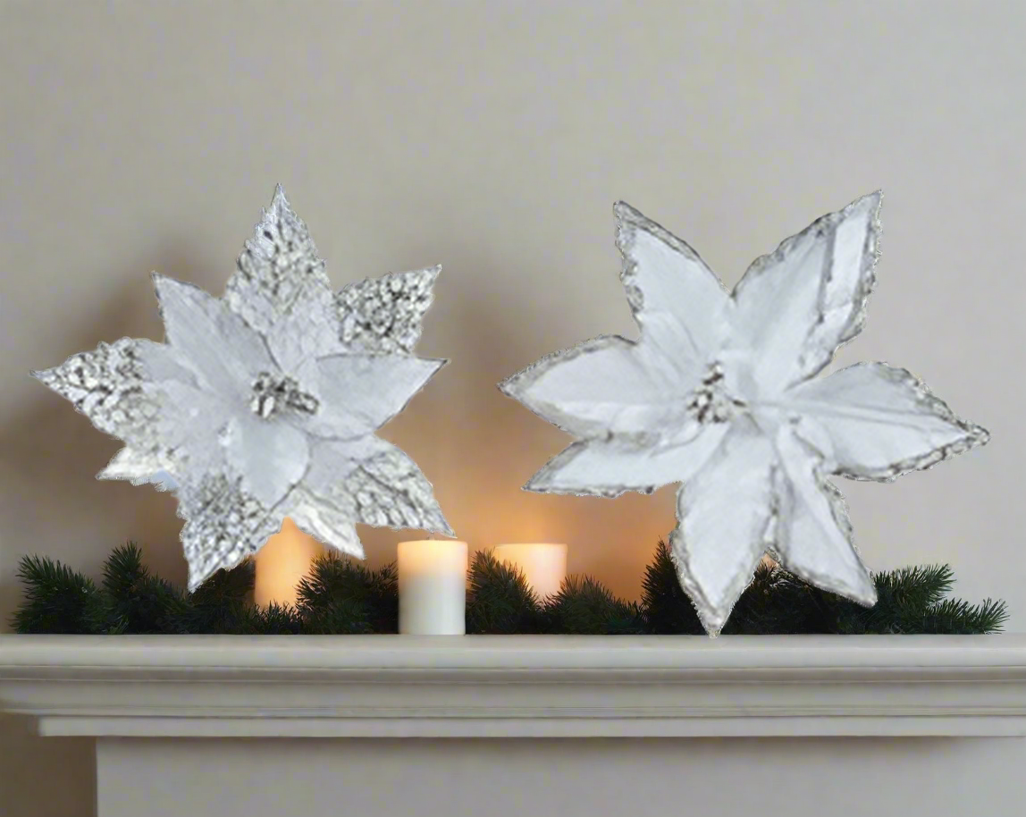 Christmas Floristry Pick - White Poinsettia