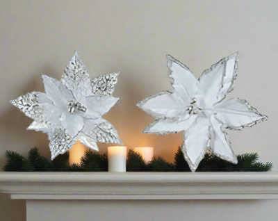 Christmas Floristry Pick - White Poinsettia