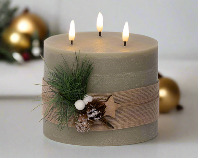 LED Battery Operated Candle Collection - Red/Green 3 Wick