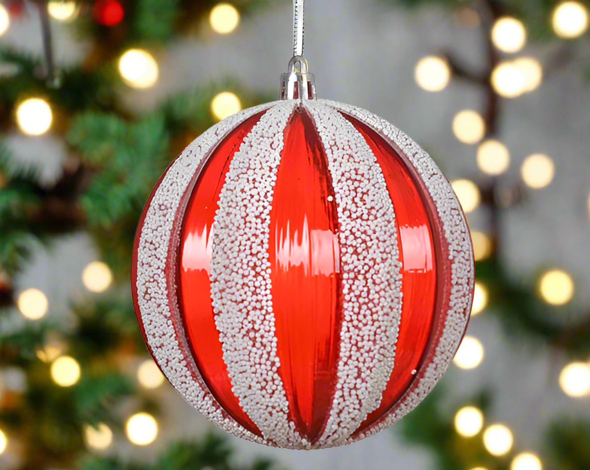 Christmas Tree Decoration –  Christmas Red Shatterproof Candy Stripe