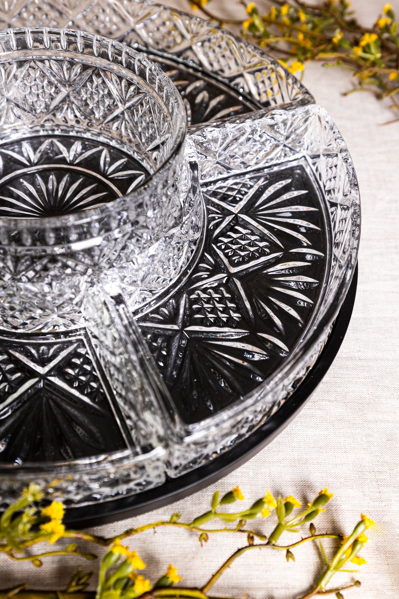 Killarney Crystal Trinity Lazy Susan Serving Set PQ4