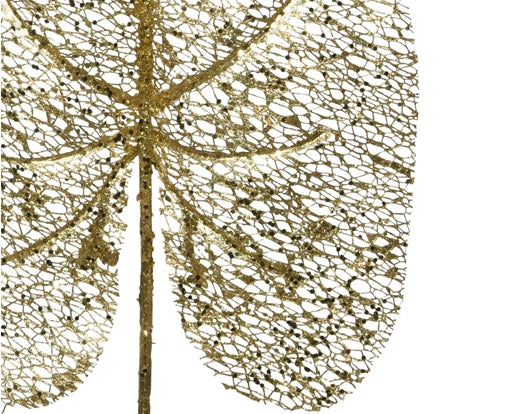 Christmas Floristry Stem - Gold Lily Leaf