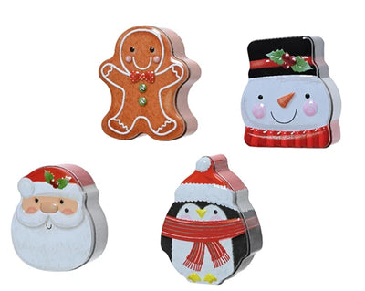 Christmas Storage Tin - Gingerbread Man/Snowman/Santa/Penguin