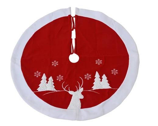 Christmas Tree Skirt - Reindeer & Snowflakes