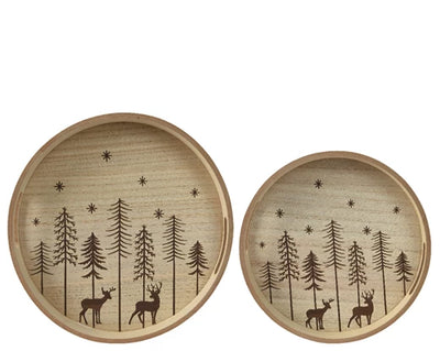 Christmas Tableware - Decorative Woodland  Reindeer Tray Set of 2